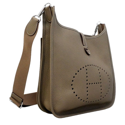 Hermes Shoulder Bag Evelyne Taurillon Clemence Etoupe Silver — view 2
