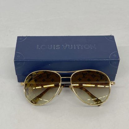 Louis Vuitton Sunglasses Conspiration Pilot Brown Gold Eyewear — view 7