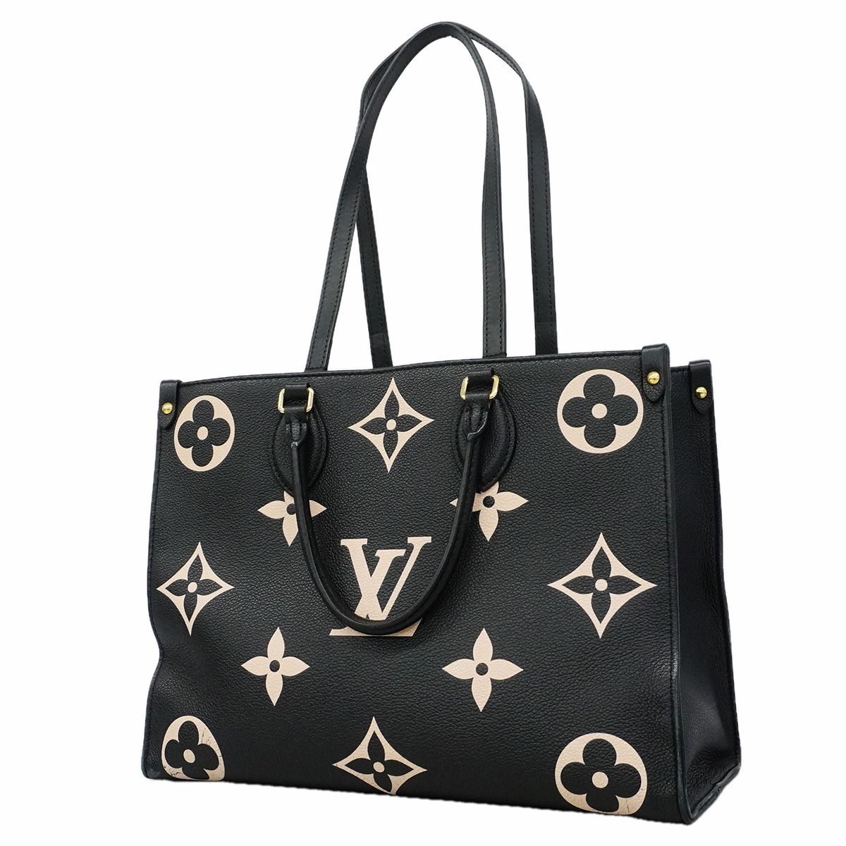 Louis Vuitton Tote Bag Monogram Empreinte Bicolor On The Go MM Black Beige 2-Way