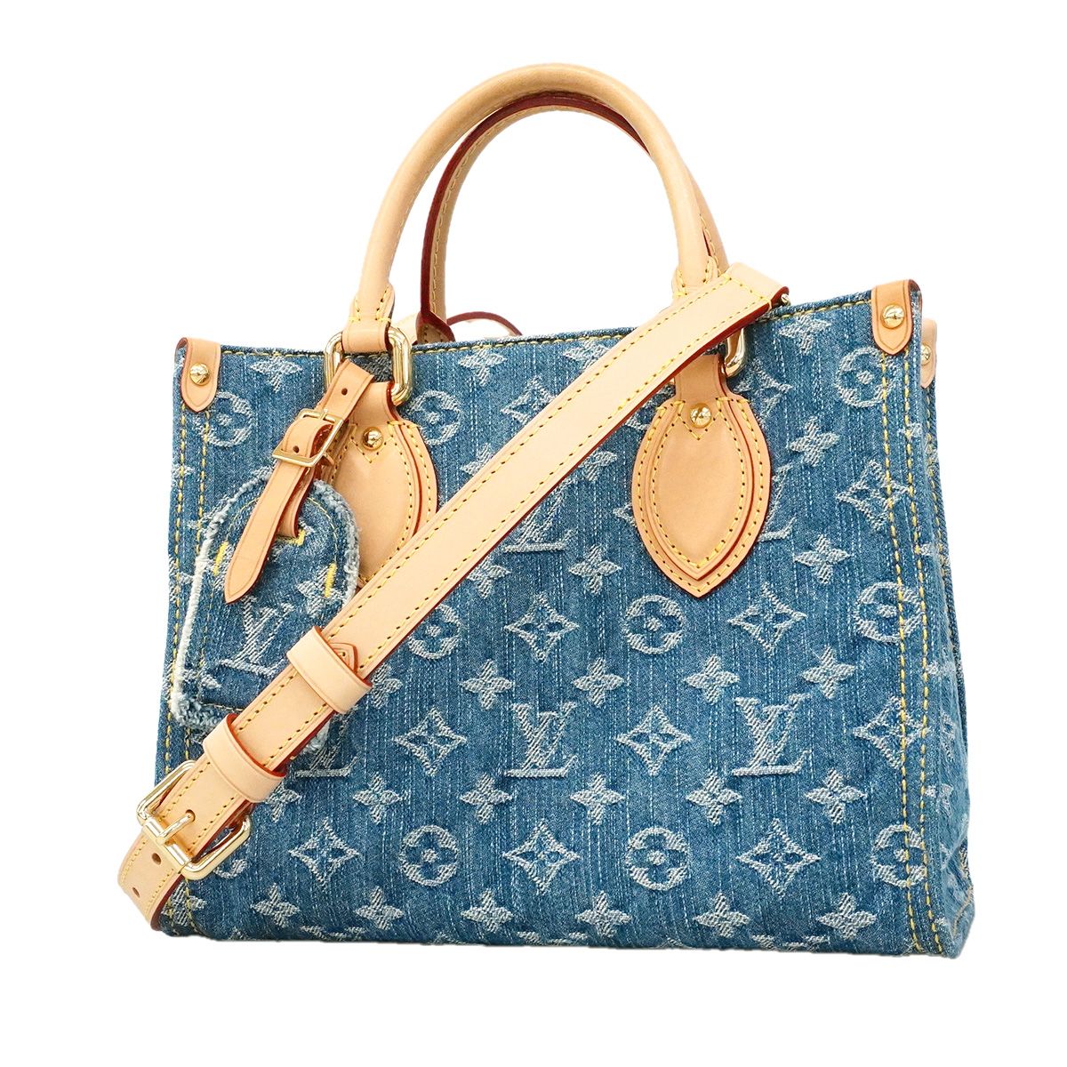 Louis Vuitton Handbag Monogram Denim On The Go PM Blue 2-Way Bag