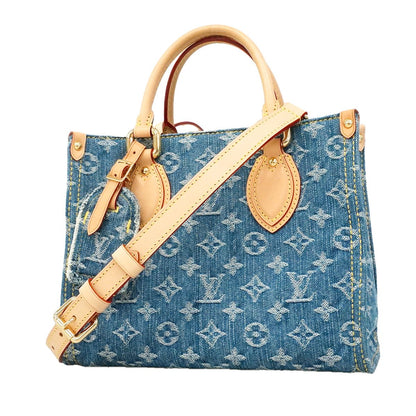 Louis Vuitton Handbag Monogram Denim On The Go PM Blue 2-Way Bag