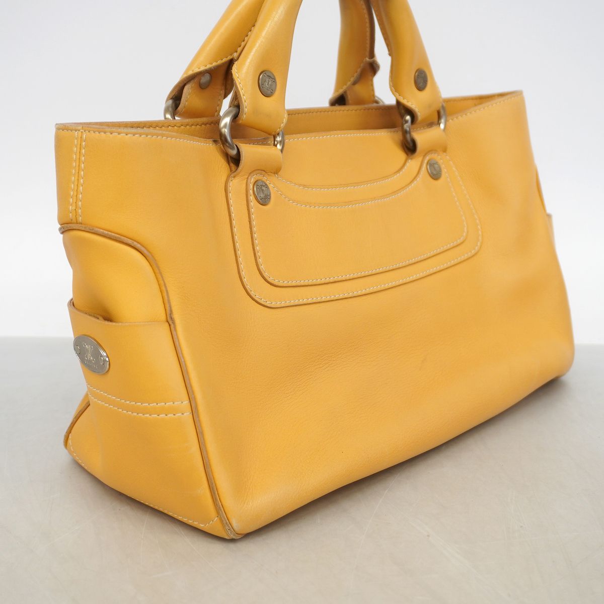 Celine Handbag Boogie Leather Mustard Silver — view 2