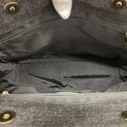 Chanel Tote Bag Denim Leather Black Brown Silver — view 4