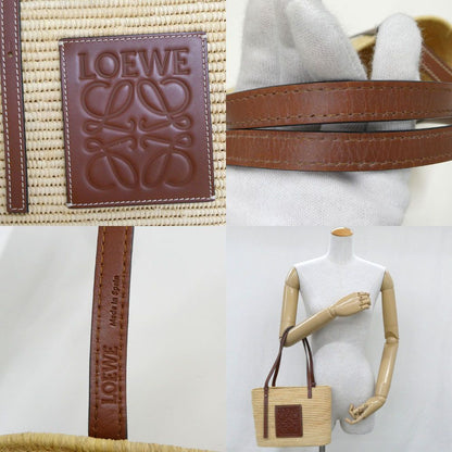 Loewe Square Basket Bag Small Natural Tan Raffia Calfskin — view 7