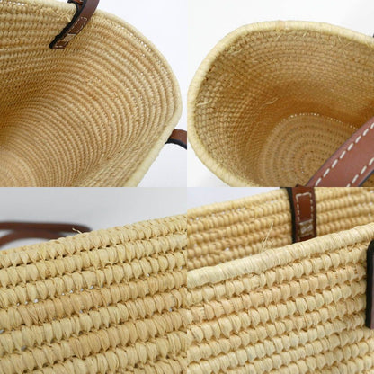 Loewe Square Basket Bag Small Natural Tan Raffia Calfskin — view 6