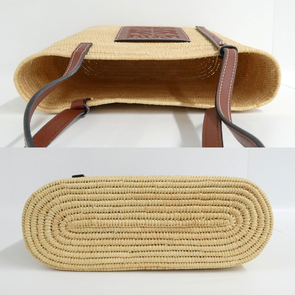 Loewe Square Basket Bag Small Natural Tan Raffia Calfskin — view 3