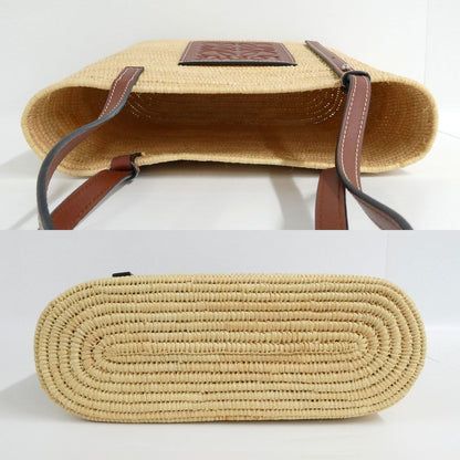Loewe Square Basket Bag Small Natural Tan Raffia Calfskin — view 3