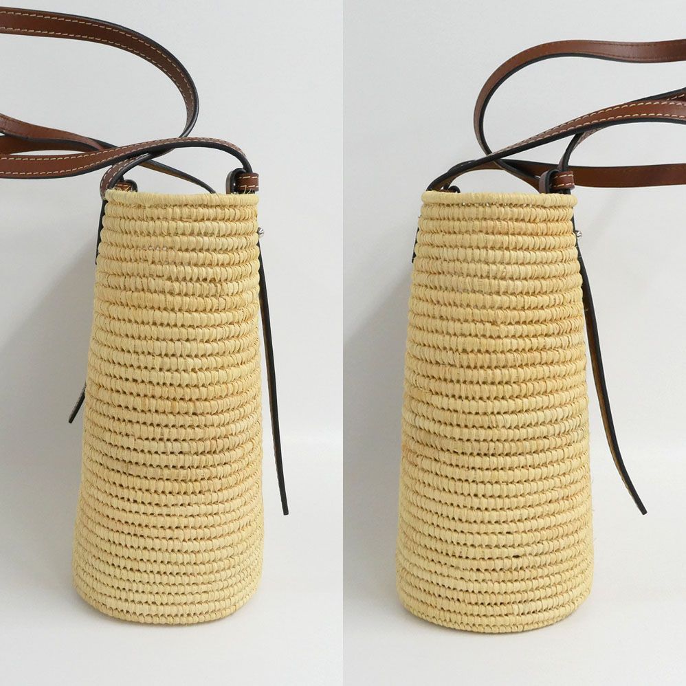 Loewe Square Basket Bag Small Natural Tan Raffia Calfskin — view 4
