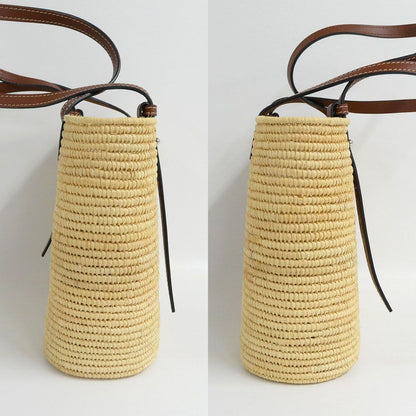 Loewe Square Basket Bag Small Natural Tan Raffia Calfskin — view 4