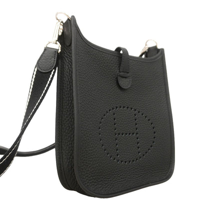 Hermes Shoulder Bag Evelyne TPM Taurillon Clemence Black Silver — view 2