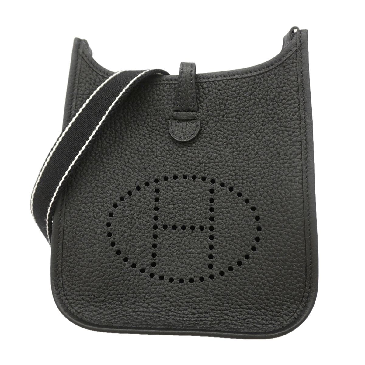 Hermes Shoulder Bag Evelyne TPM Taurillon Clemence Black Silver
