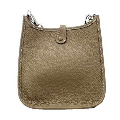 Hermes Shoulder Bag Evelyne TPM Taurillon Clemence Etoupe Silver — view 7