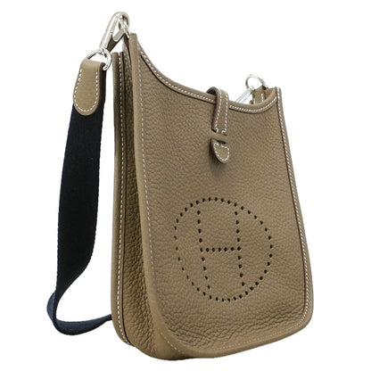 Hermes Shoulder Bag Evelyne TPM Taurillon Clemence Etoupe Silver — view 2
