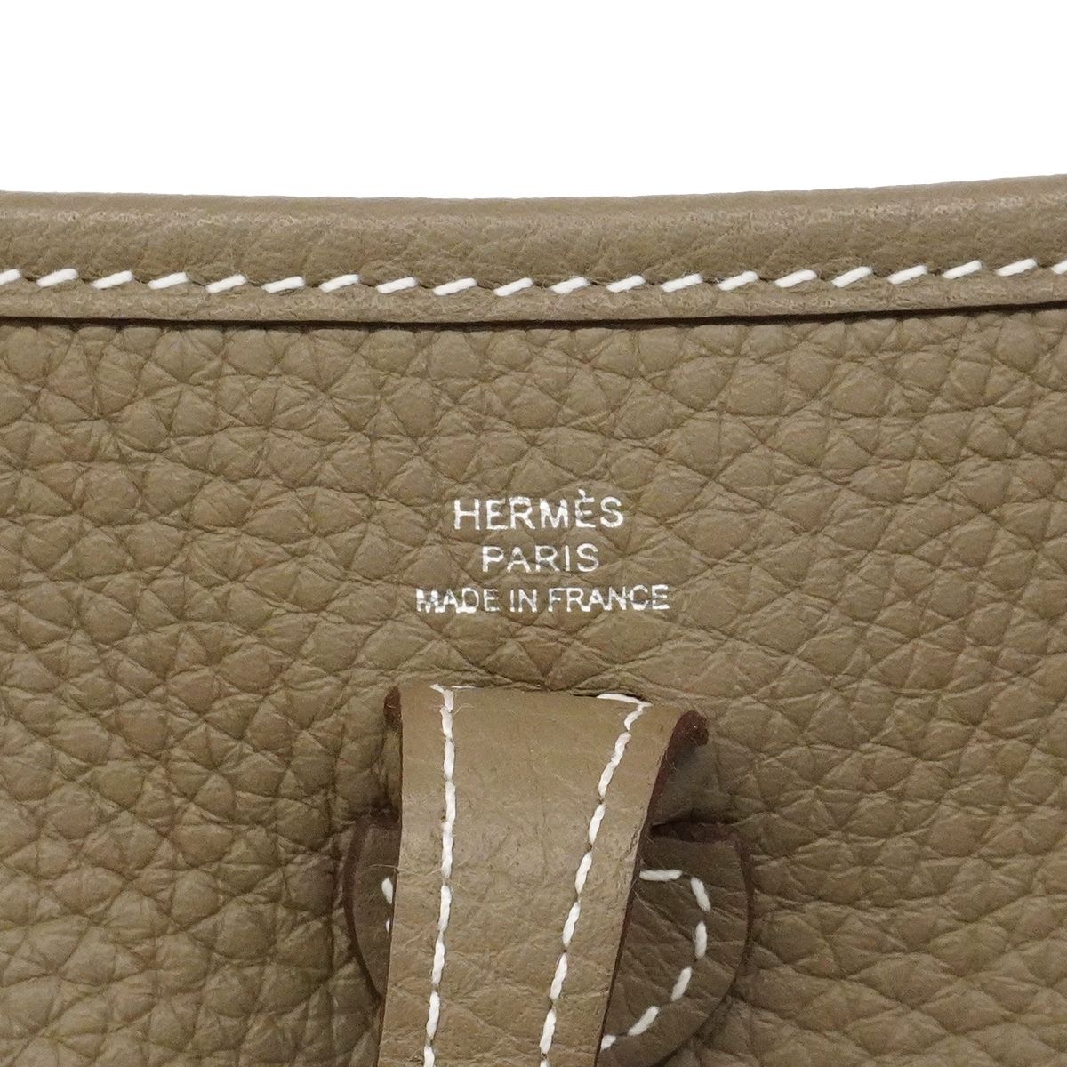 Hermes Shoulder Bag Evelyne TPM Taurillon Clemence Etoupe Silver — view 5