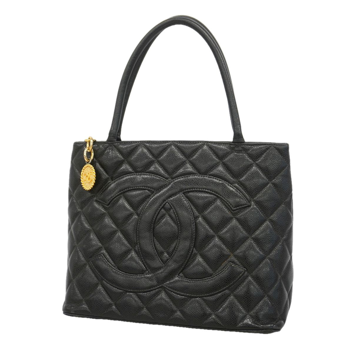 Chanel Tote Bag Reissue Caviar Leather Black Gold
