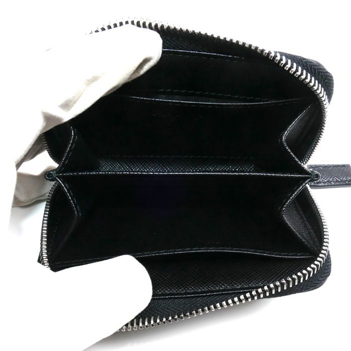 Prada Saffiano Embossed Triangle Coin Purse Black — view 3