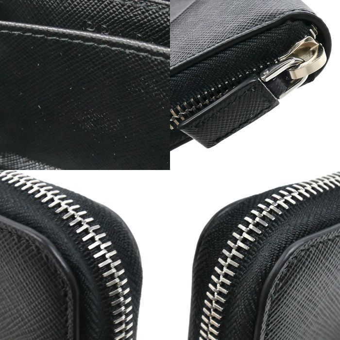 Prada Saffiano Embossed Triangle Coin Purse Black — view 4