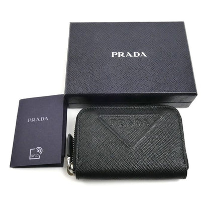 Prada Saffiano Embossed Triangle Coin Purse Black — view 5