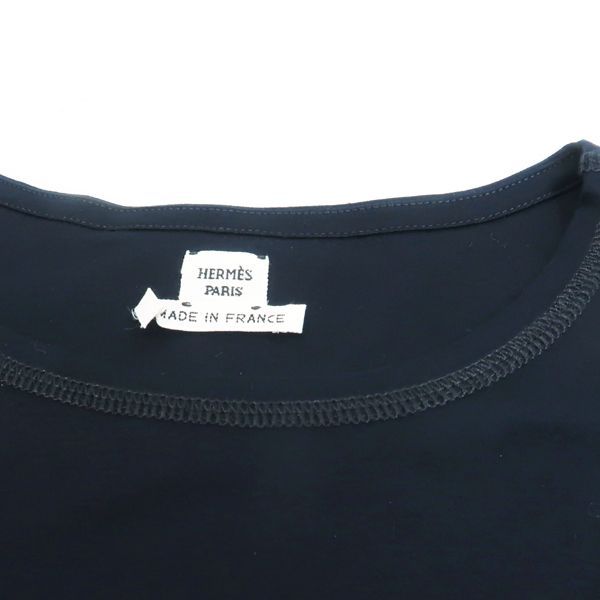Hermes T-Shirt Embroidery Pocket Navy Tassel Rope Design 34 — view 7
