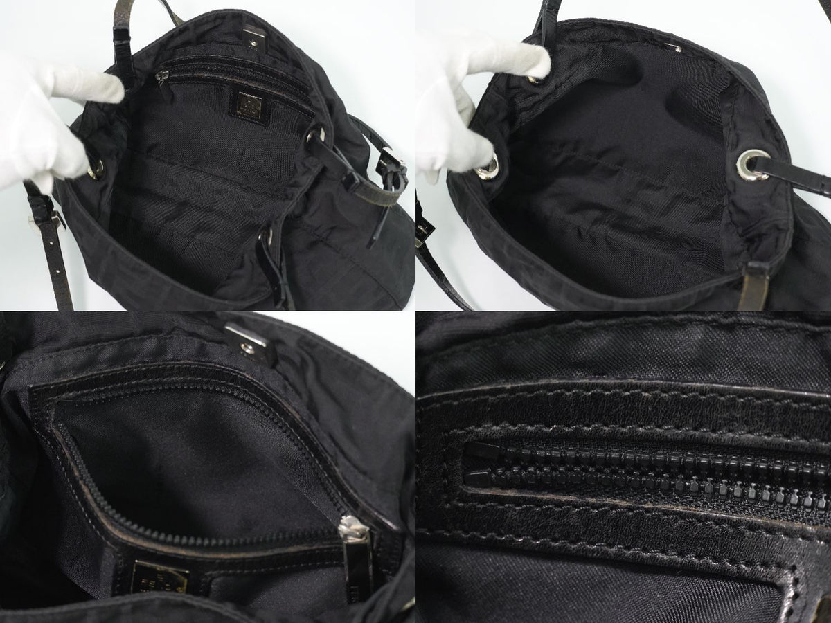 Fendi Zucca Shoulder Bag Canvas Black — view 8