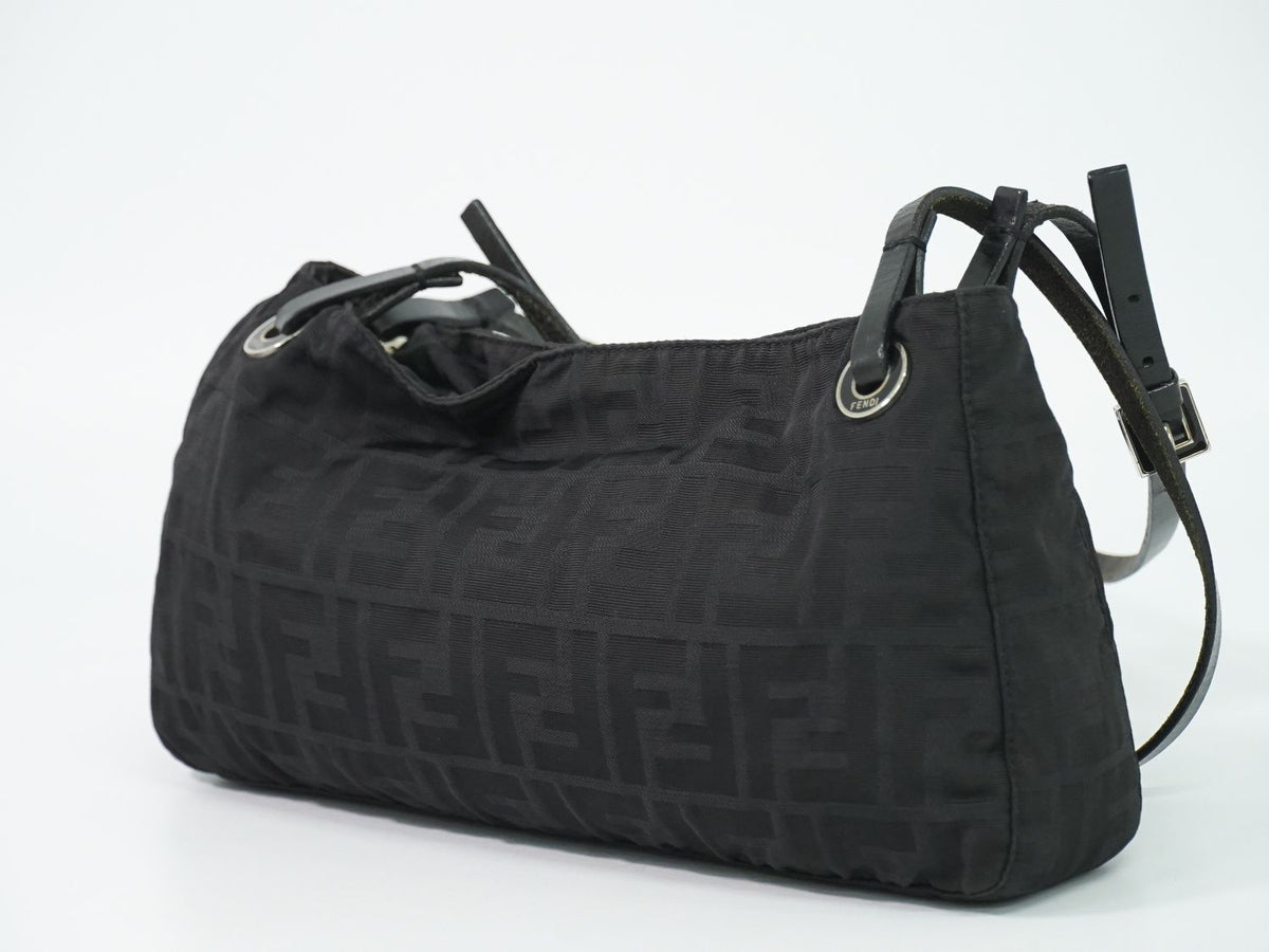 Fendi Zucca Shoulder Bag Canvas Black — view 2