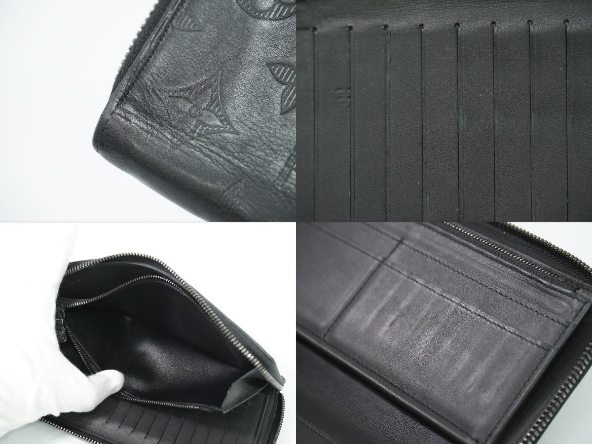 Louis Vuitton LV Zippy Wallet Vertical Monogram Shadow Noir Black — view 8