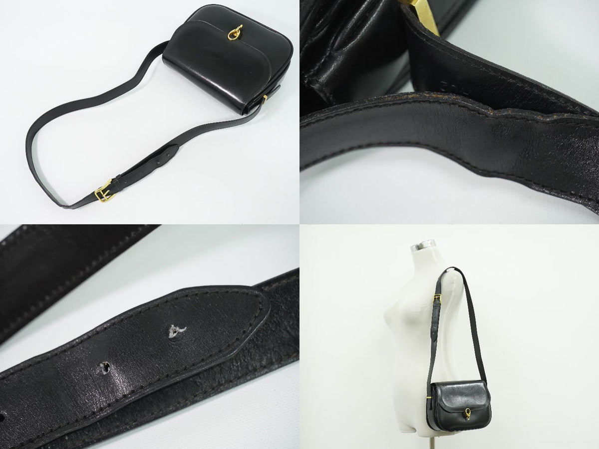 Celine Leather Shoulder Bag Pochette Black — view 6