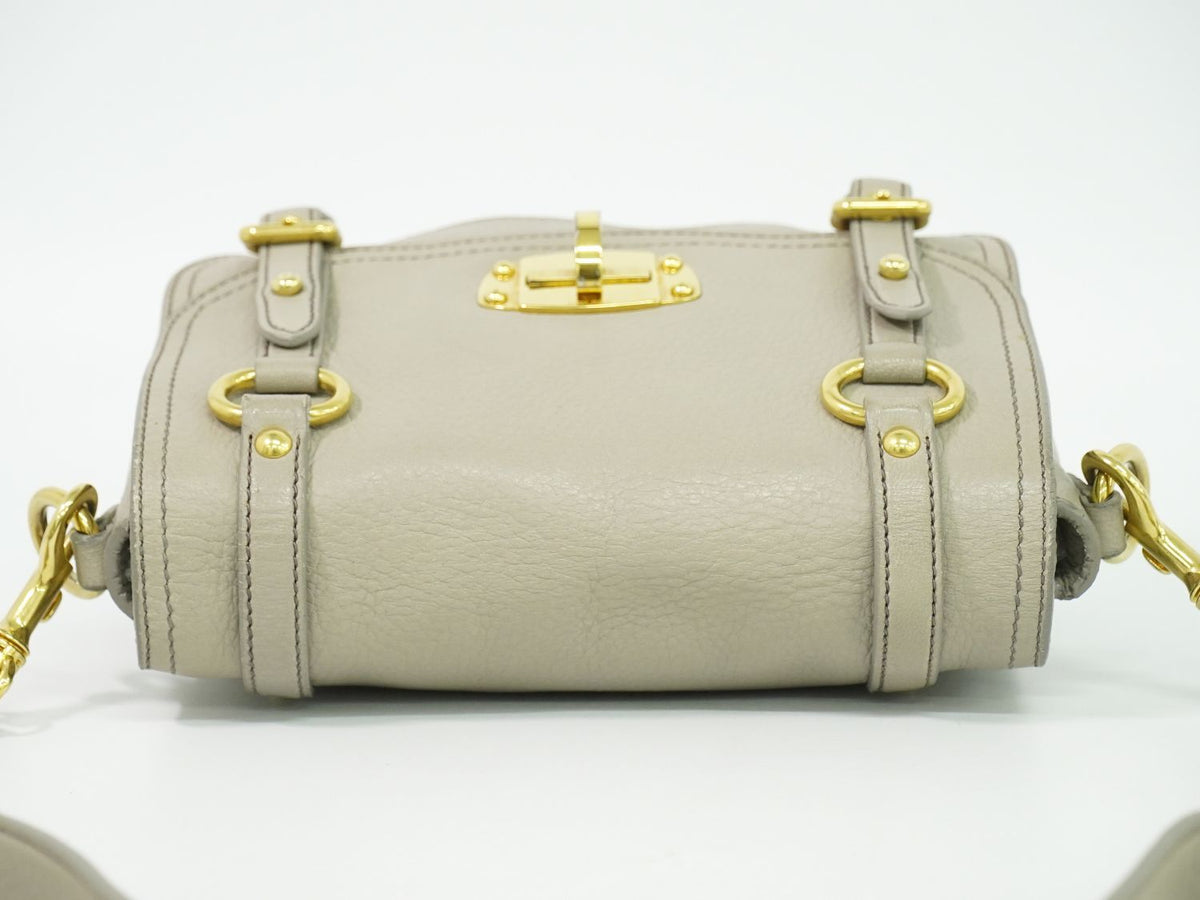 Miu Miu Leather Shoulder Bag Pochette Gray — view 5