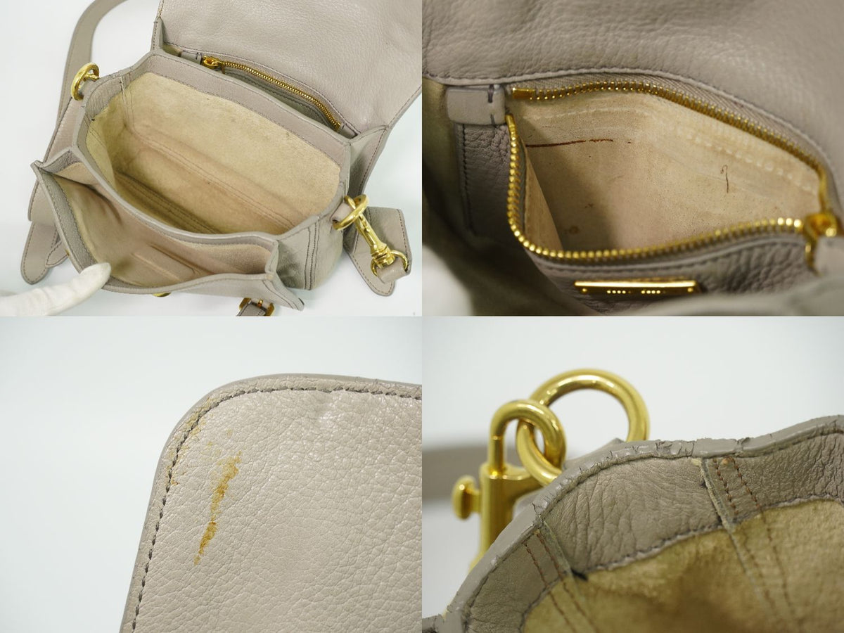 Miu Miu Leather Shoulder Bag Pochette Gray — view 8