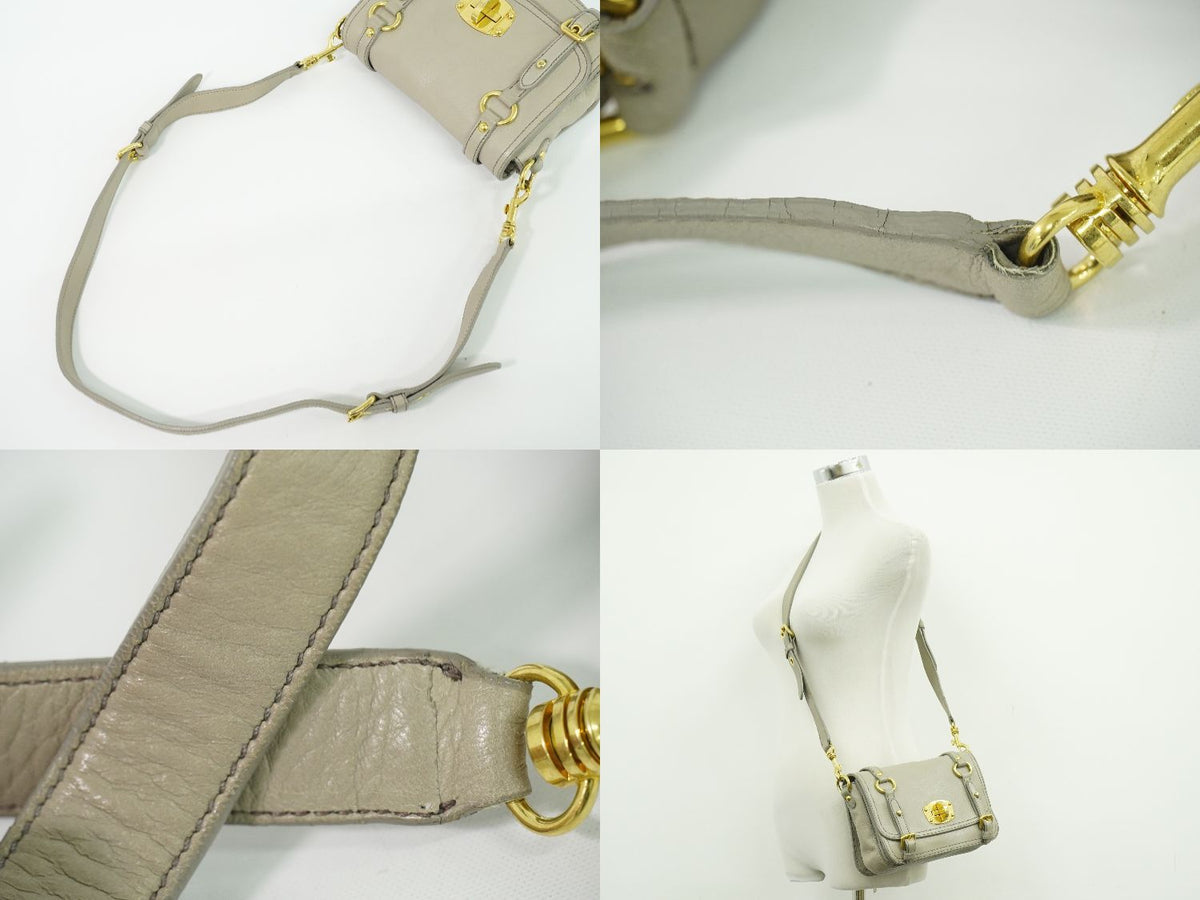 Miu Miu Leather Shoulder Bag Pochette Gray — view 6