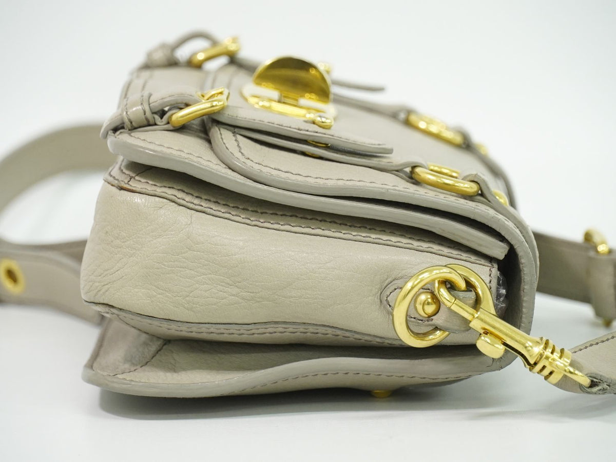 Miu Miu Leather Shoulder Bag Pochette Gray — view 4