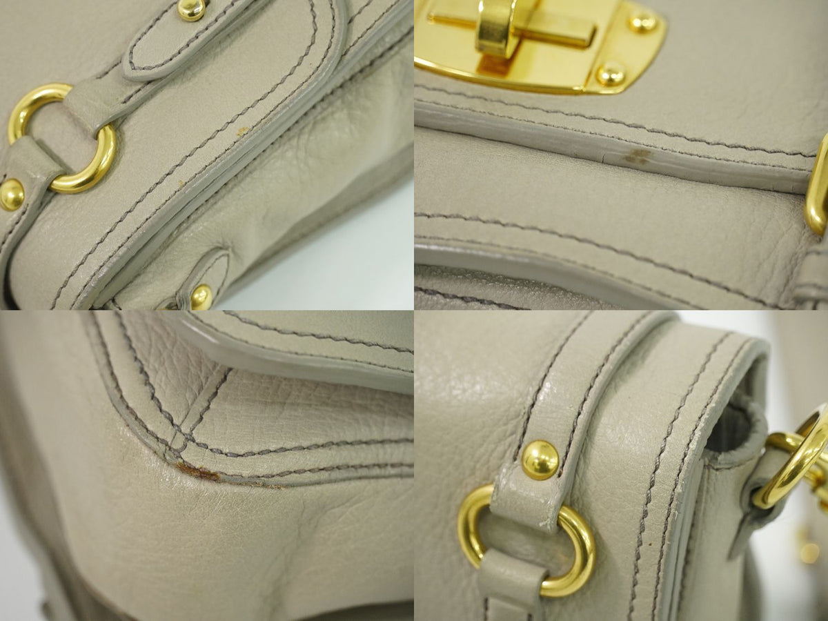 Miu Miu Leather Shoulder Bag Pochette Gray — view 7