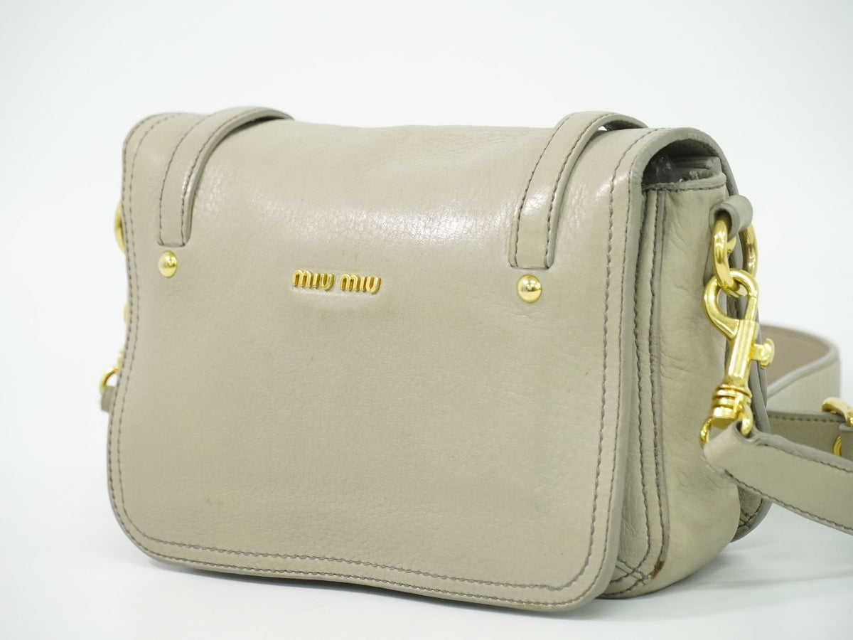 Miu Miu Leather Shoulder Bag Pochette Gray — view 2