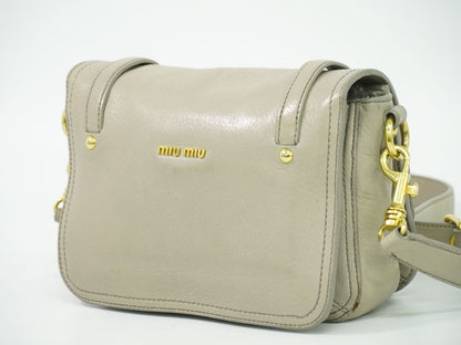 Miu Miu Leather Shoulder Bag Pochette Gray — view 2
