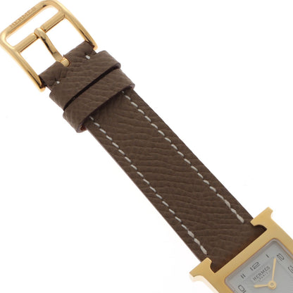 Hermes H Watch Leather Strap White Dial — view 5