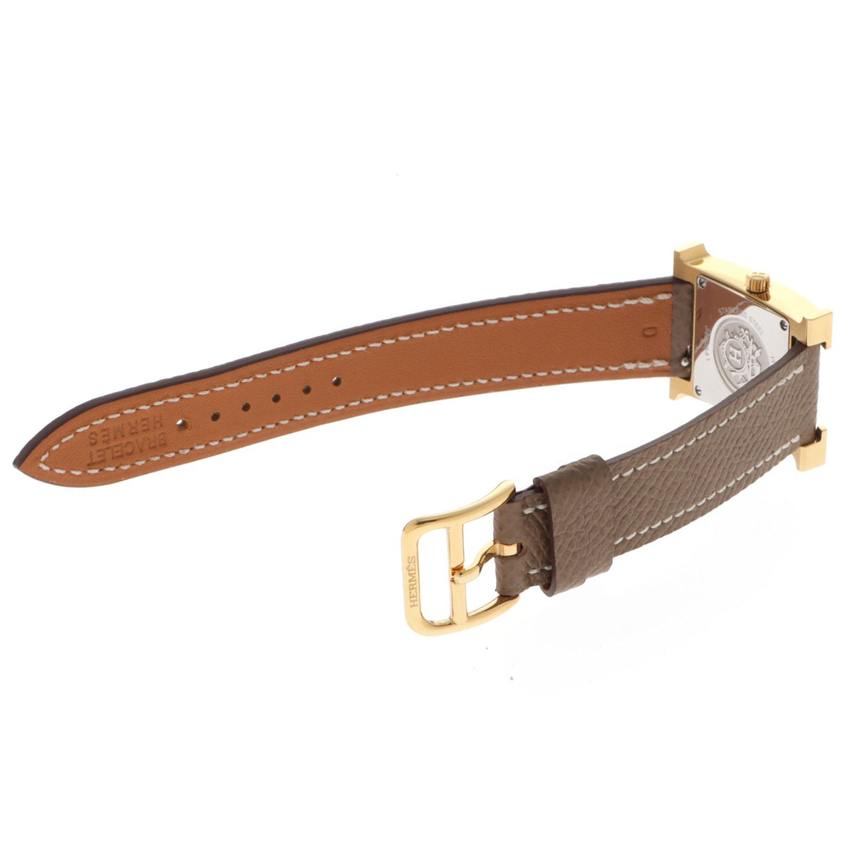 Hermes H Watch Leather Strap White Dial — view 3