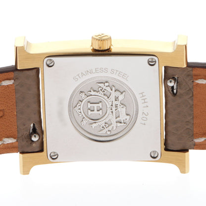 Hermes H Watch Leather Strap White Dial — view 4
