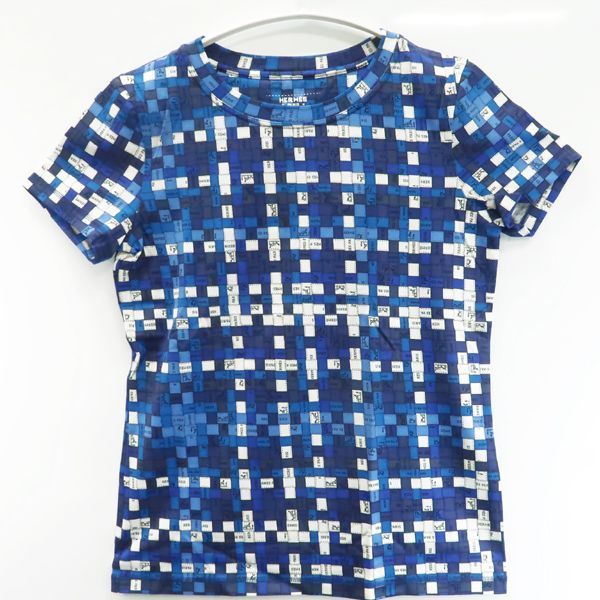 Hermes T-Shirt Bolduc Check Blue Cotton Ribbon Included 34 — view 4
