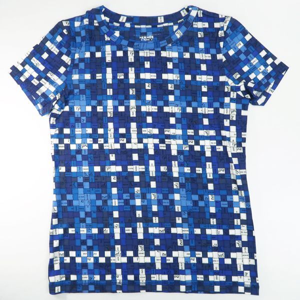 Hermes T-Shirt Bolduc Check Blue Cotton Ribbon Included 34 — view 5