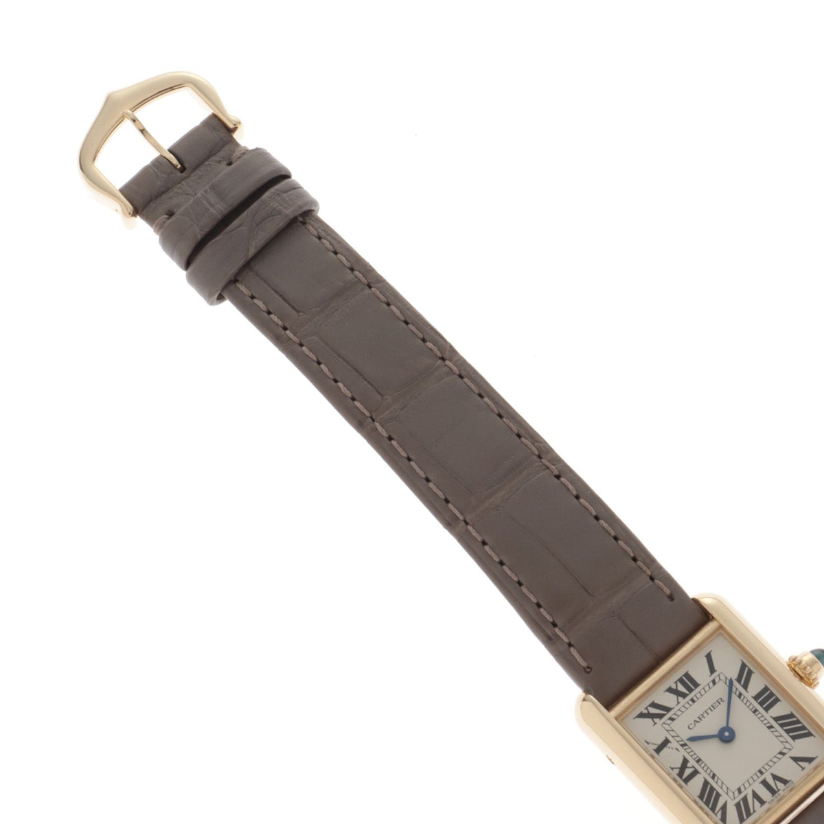 Cartier Tank Louis SM Watch 18k Yellow Gold Crocodile Leather Silver Dial Quartz — view 5