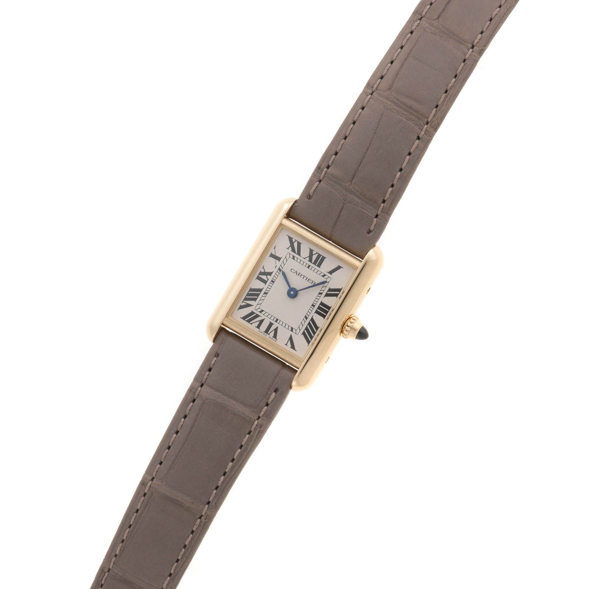 Cartier Tank Louis SM Watch 18k Yellow Gold Crocodile Leather Silver Dial Quartz — view 2