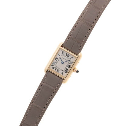 Cartier Tank Louis SM Watch 18k Yellow Gold Crocodile Leather Silver Dial Quartz — view 2