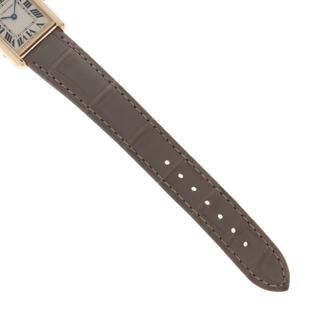 Cartier Tank Louis SM Watch 18k Yellow Gold Crocodile Leather Silver Dial Quartz — view 6
