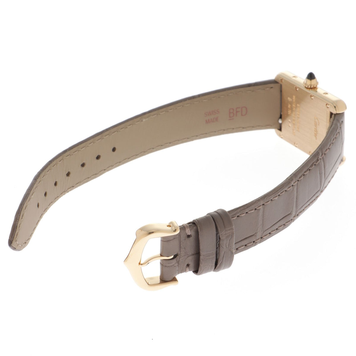 Cartier Tank Louis SM Watch 18k Yellow Gold Crocodile Leather Silver Dial Quartz — view 3
