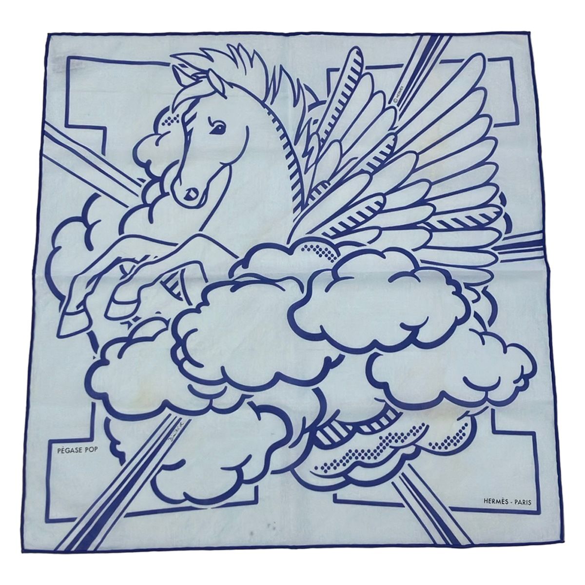 Hermes Handkerchief Light Blue Pegase Pop
