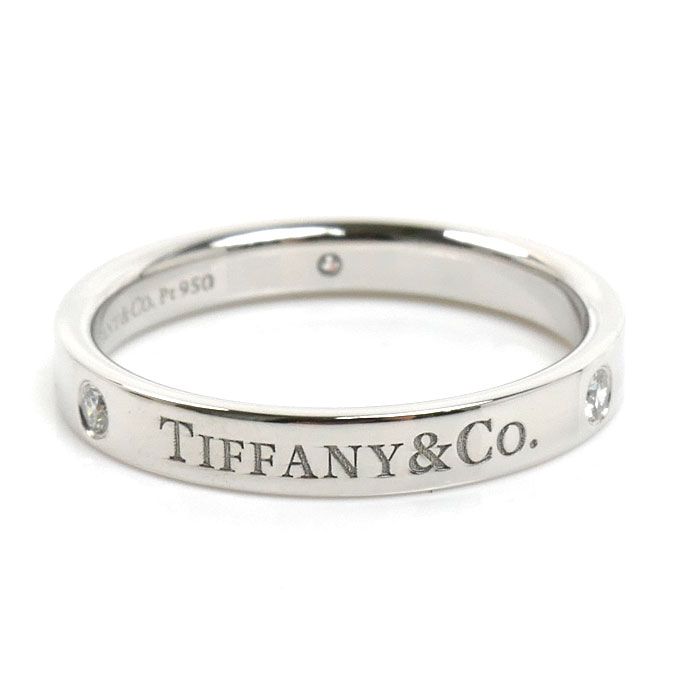 Tiffany & Co Platinum Flat Band Diamond Ring — view 3