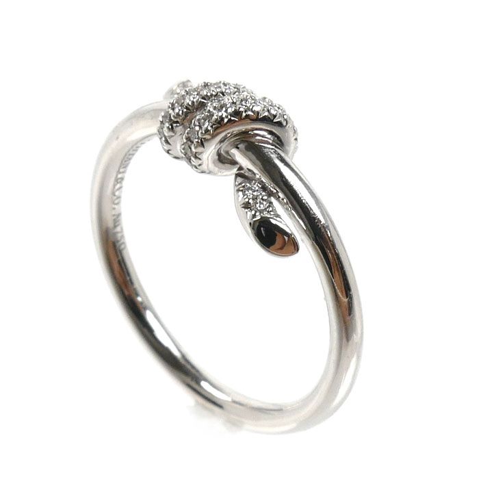 Tiffany & Co 18k White Gold Knot Ring Diamond — view 2