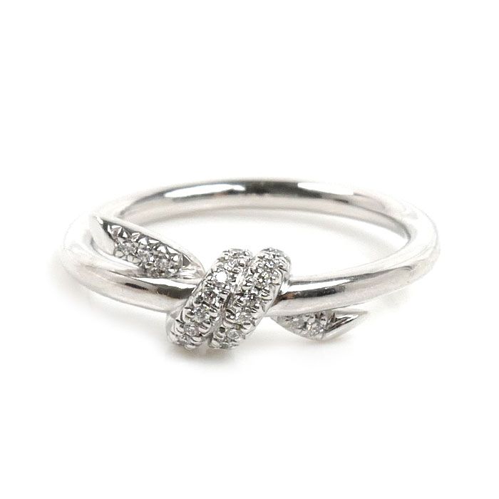 Tiffany & Co 18k White Gold Knot Ring Diamond — view 3