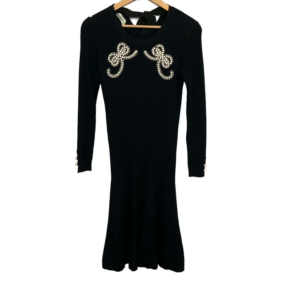 Fendi Dress M Black White Long Sleeve Pearl