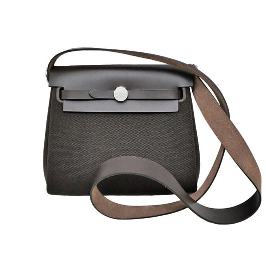 Hermes Herbag Zip 20 Ebene Silver Shoulder Bag Toile Hunter